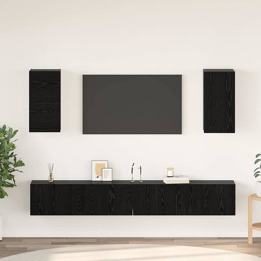 Wand TV Schrank Wandmontiert 6 pcs Schwarze Eiche Holzwerkstoff