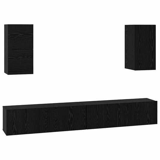 Wand TV Schrank Wandmontiert 6 pcs Schwarze Eiche Holzwerkstoff