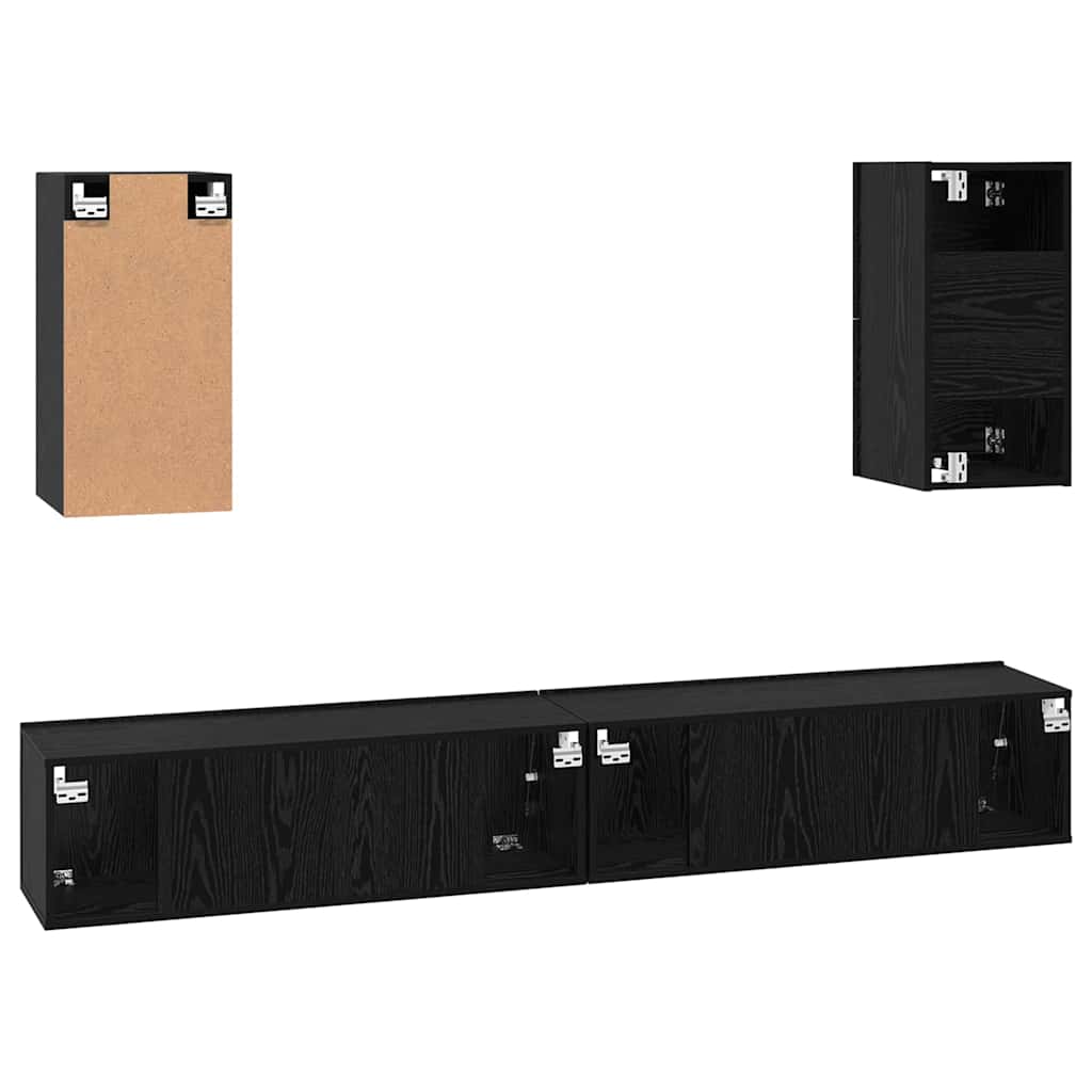 Wand TV Schrank Wandmontiert 6 pcs Schwarze Eiche Holzwerkstoff