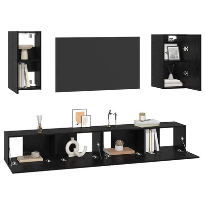 Wand TV Schrank Wandmontiert 6 pcs Schwarze Eiche Holzwerkstoff