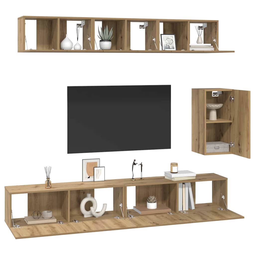 TV-Möbel-Set 6 pcs Eiche handwerklich Mittel Holzwerkstoff