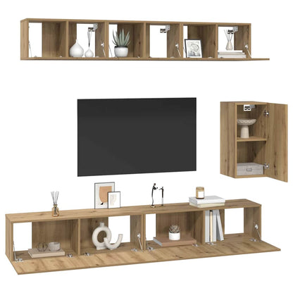 TV-Möbel-Set 6 pcs Eiche handwerklich Mittel Holzwerkstoff