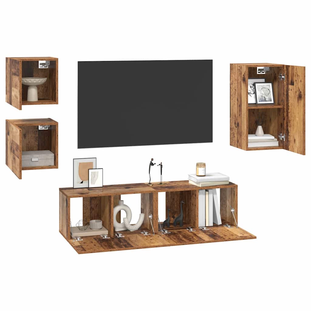 TV-Möbel-Set 5 pcs Altholz 30,5 x 30 x 60 cm Holzwerkstoff
