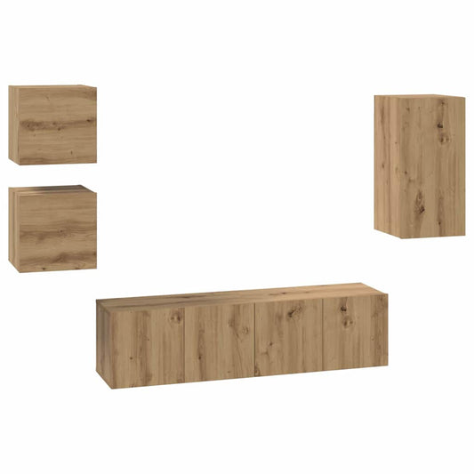 TV-Möbel-Set 5 pcs Eiche handwerklich 30,5 x 30 x 60 cm