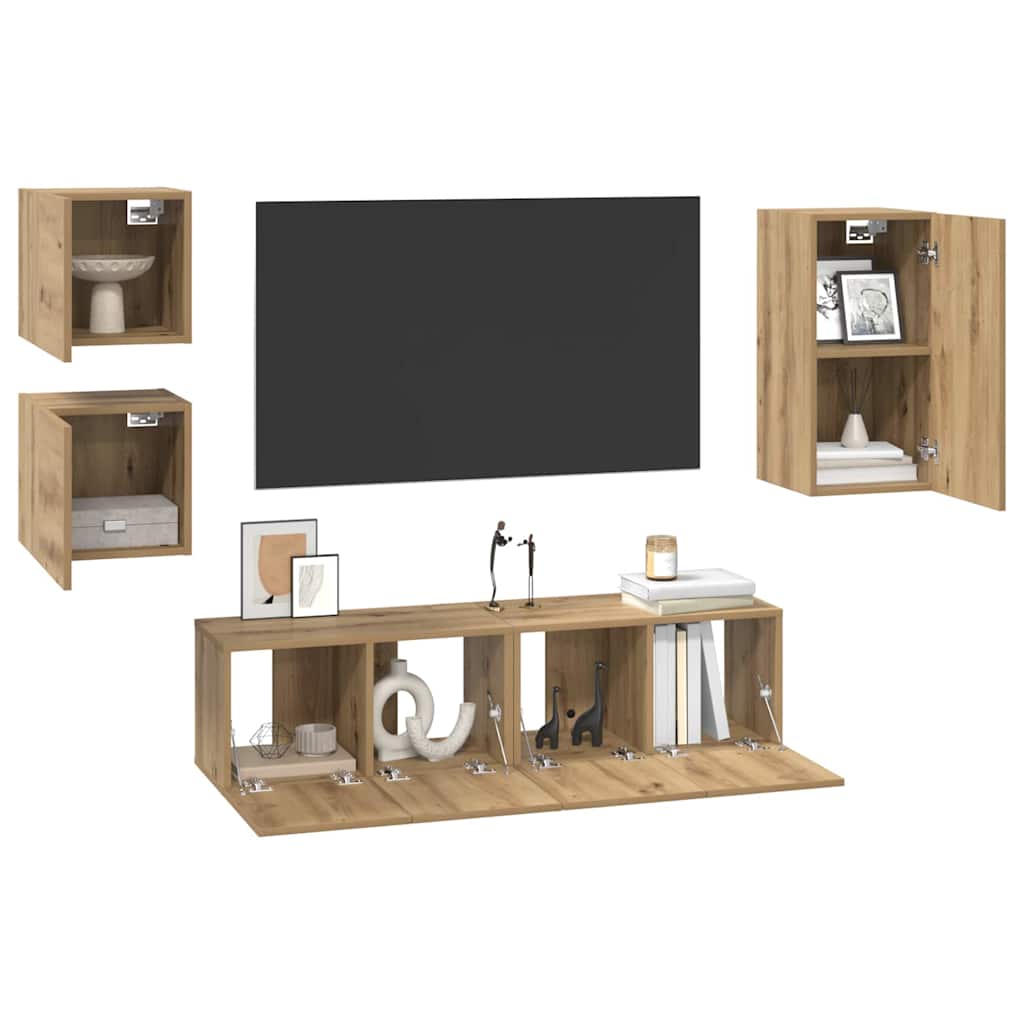 TV-Möbel-Set 5 pcs Eiche handwerklich 30,5 x 30 x 60 cm
