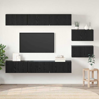 TV-Möbel-Set 8 pcs Schwarze Eiche 60 x 30 x 30 cm Holzwerkstoff