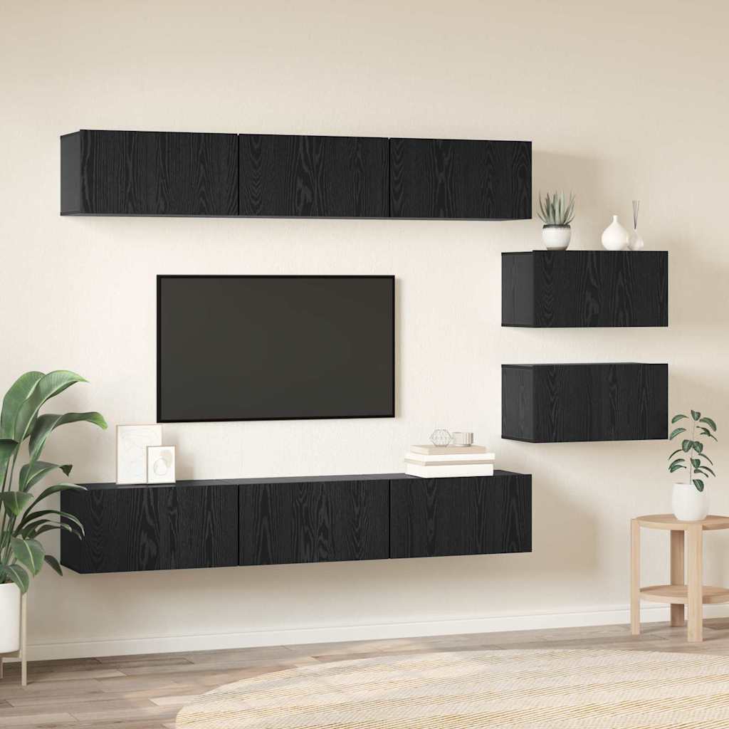 TV-Möbel-Set 8 pcs Schwarze Eiche 60 x 30 x 30 cm Holzwerkstoff