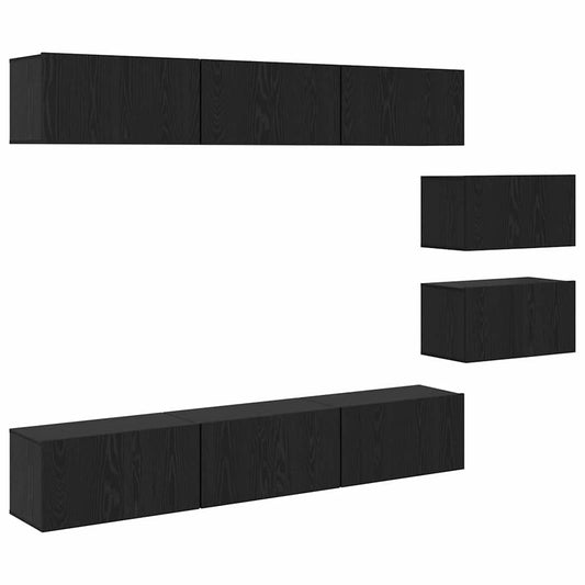 TV-Möbel-Set 8 pcs Schwarze Eiche 60 x 30 x 30 cm Holzwerkstoff