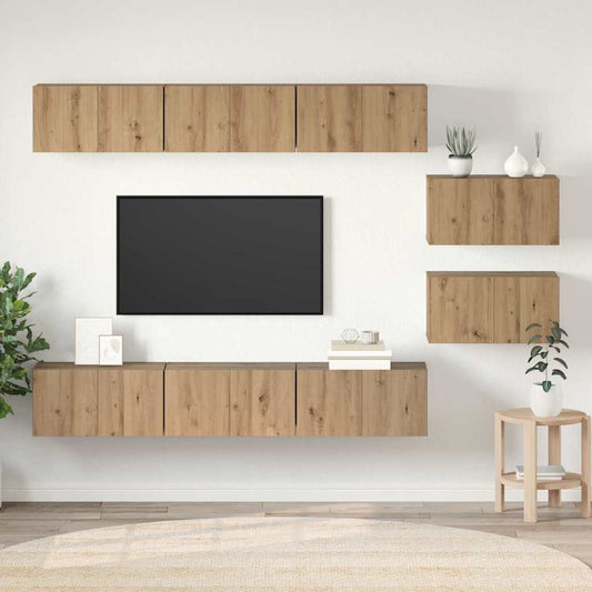 TV-Möbel-Set 8 pcs Eiche handwerklich 60 x 30 x 30 cm