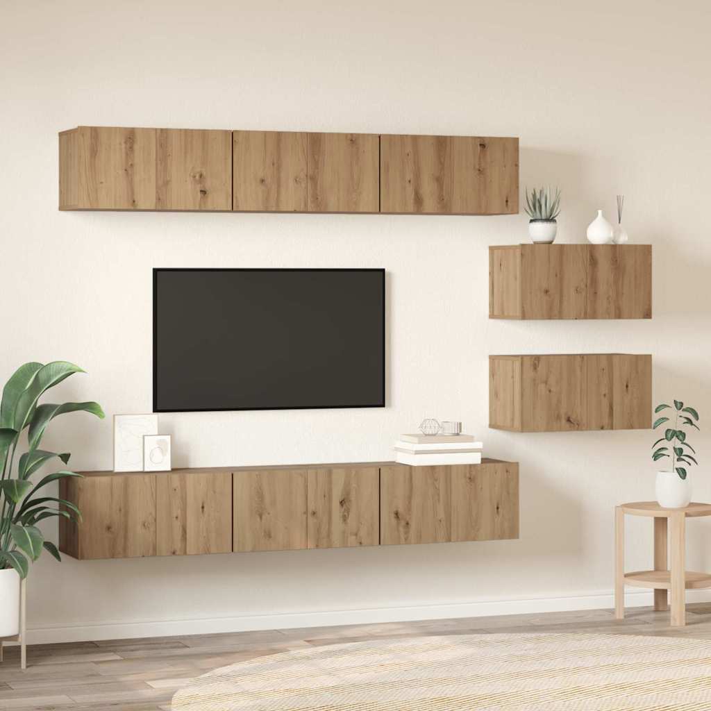 TV-Möbel-Set 8 pcs Eiche handwerklich 60 x 30 x 30 cm