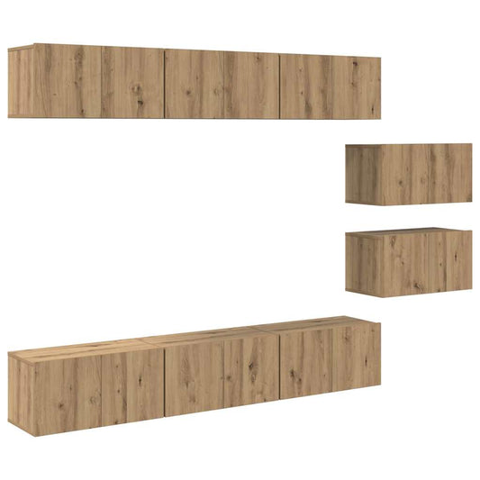 TV-Möbel-Set 8 pcs Eiche handwerklich 60 x 30 x 30 cm