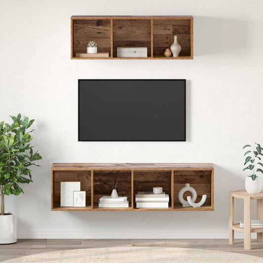 TV-Schrank Set 2 pcs Altholz 37 x 37 x 142,5 cm Holzwerkstoff