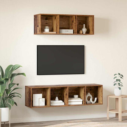 TV-Schrank Set 2 pcs Altholz 37 x 37 x 142,5 cm Holzwerkstoff