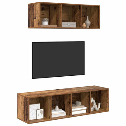 TV-Schrank Set 2 pcs Altholz 37 x 37 x 142,5 cm Holzwerkstoff
