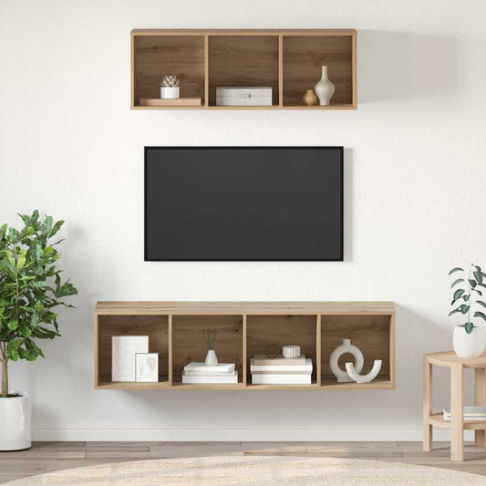 TV-Schrank Set 2 pcs Eiche handwerklich 37 x 37 x 142,5 cm