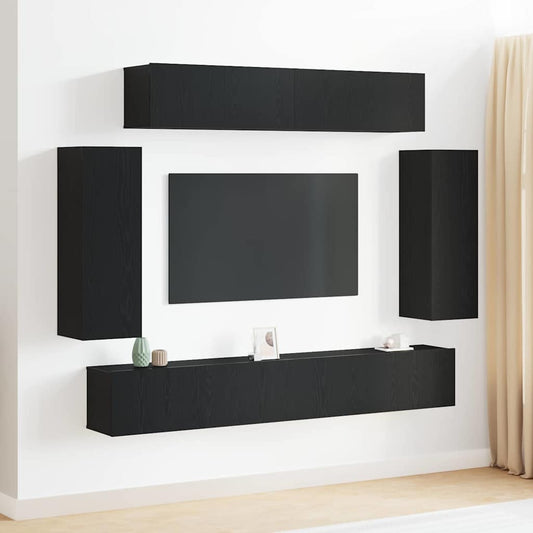 6-teiliges TV Schrank Set -Alter Holzfinish MFA
