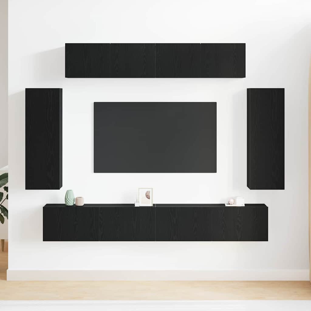 6-teiliges TV Schrank Set -Alter Holzfinish MFA