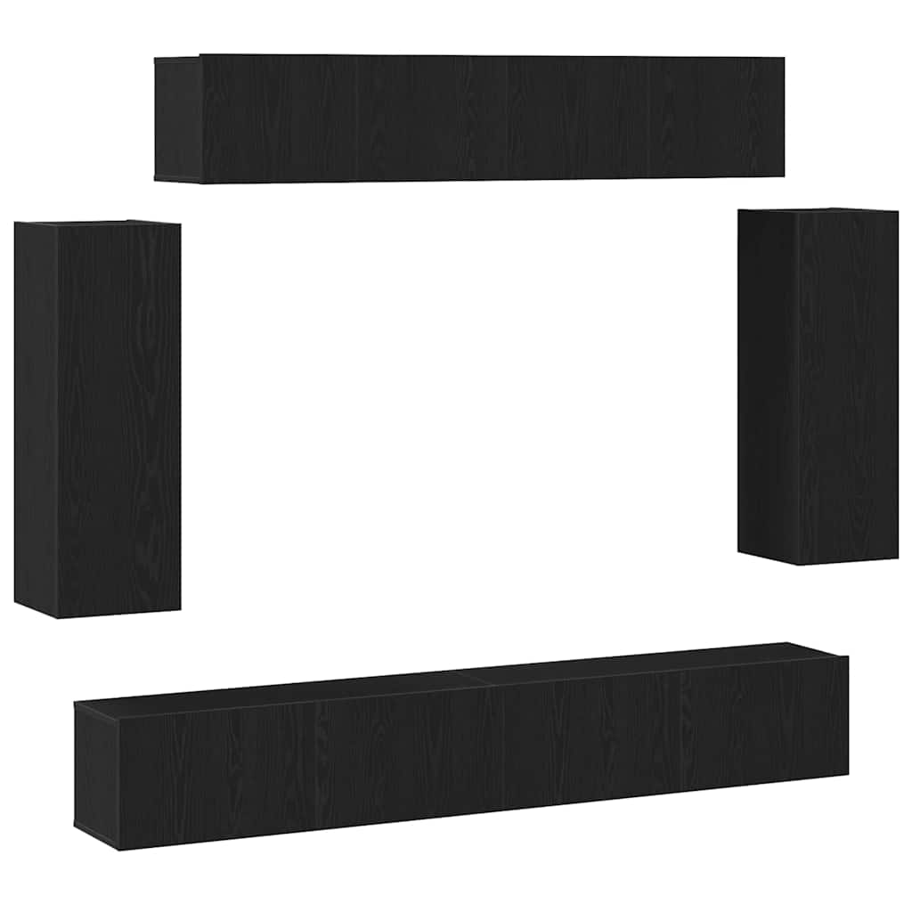 6-teiliges TV Schrank Set -Alter Holzfinish MFA