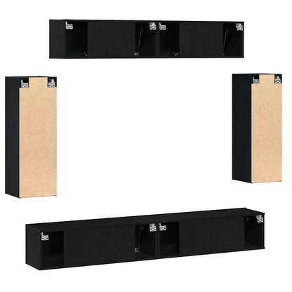 6-teiliges TV Schrank Set -Alter Holzfinish MFA