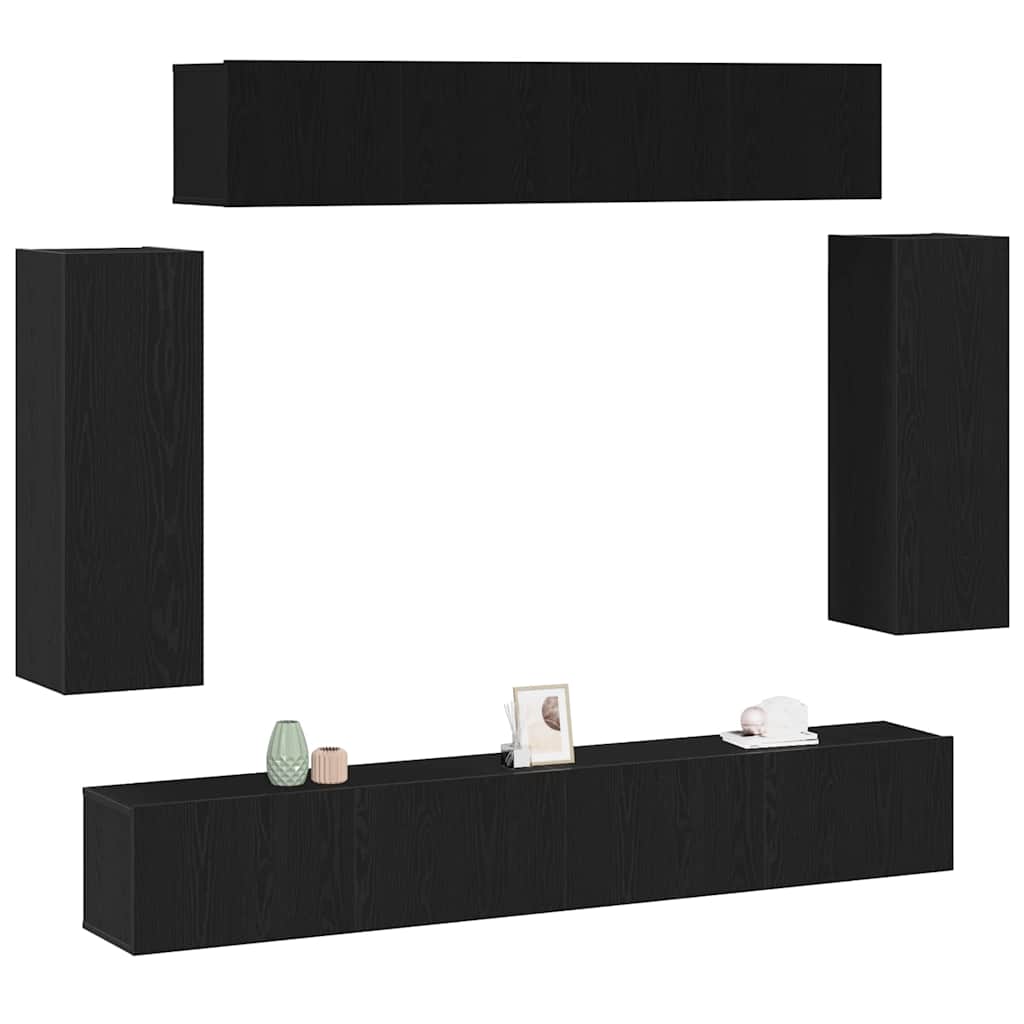 6-teiliges TV Schrank Set -Alter Holzfinish MFA
