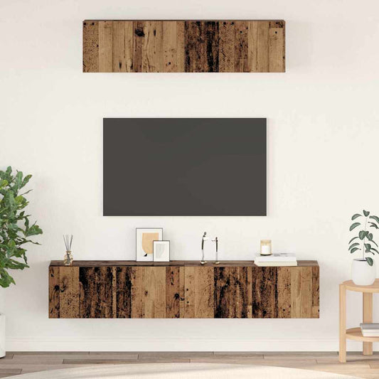TV-Schrank Set Wandmontiert 4 pcs Altholz Mittel Holzwerkstoff