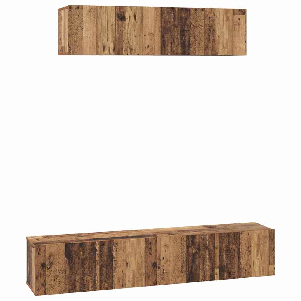 TV-Schrank Set Wandmontiert 4 pcs Altholz Mittel Holzwerkstoff
