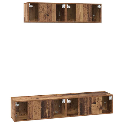 TV-Schrank Set Wandmontiert 4 pcs Altholz Mittel Holzwerkstoff