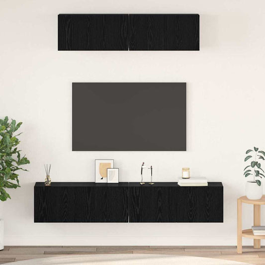 Wand TV Schrank 4 pcs Schwarze Eiche S 80 x 30 x 30,5 cm