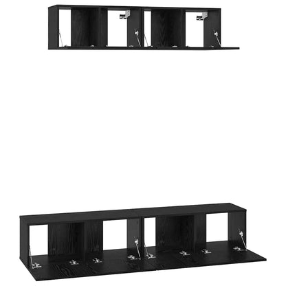 Wand TV Schrank 4 pcs Schwarze Eiche S 80 x 30 x 30,5 cm