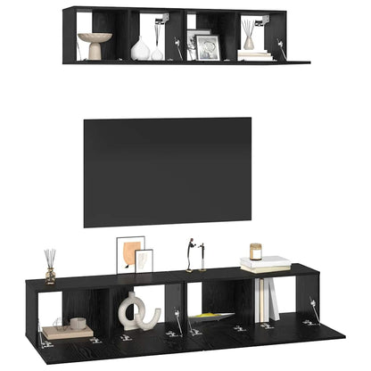 Wand TV Schrank 4 pcs Schwarze Eiche S 80 x 30 x 30,5 cm