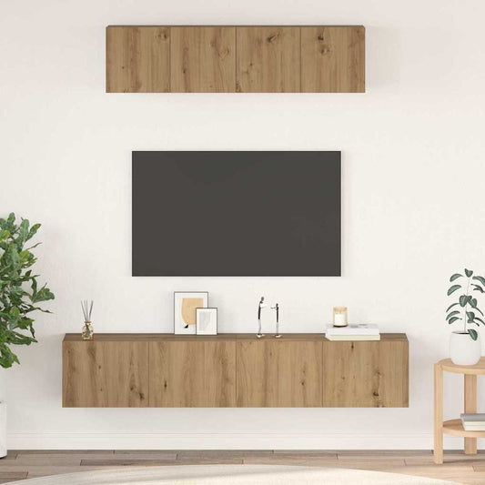 TV-Schrank Set 4 pcs Eiche handwerklich Mittel 80 x 30 x 30 cm