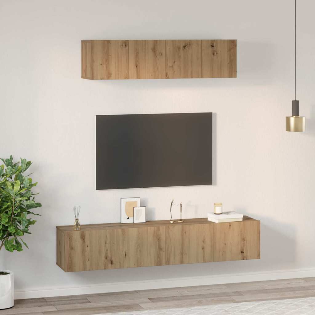 TV-Schrank Set 4 pcs Eiche handwerklich Mittel 80 x 30 x 30 cm
