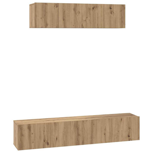 TV-Schrank Set 4 pcs Eiche handwerklich Mittel 80 x 30 x 30 cm