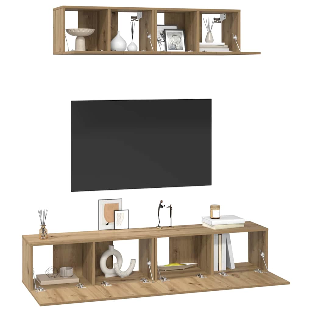TV-Schrank Set 4 pcs Eiche handwerklich Mittel 80 x 30 x 30 cm