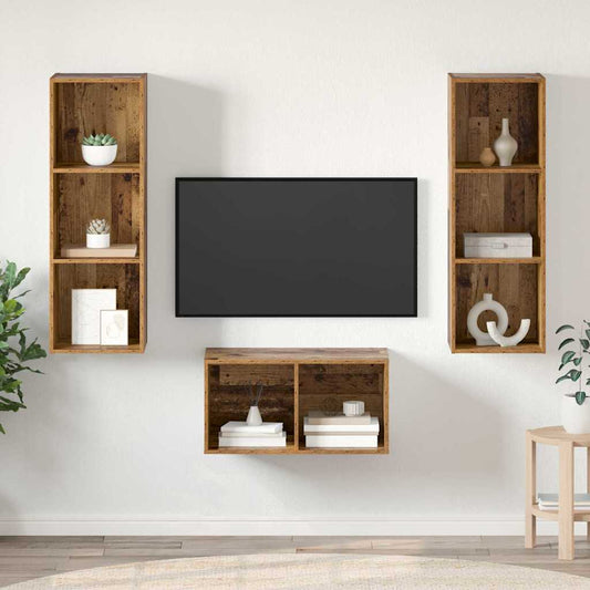 TV-Möbel-Set Altholz 37 x 37 x 107 cm Holzwerkstoff