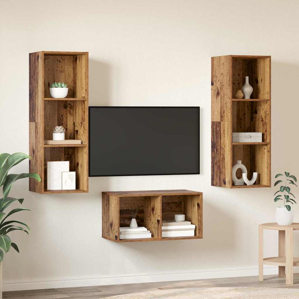 TV-Möbel-Set Altholz 37 x 37 x 107 cm Holzwerkstoff