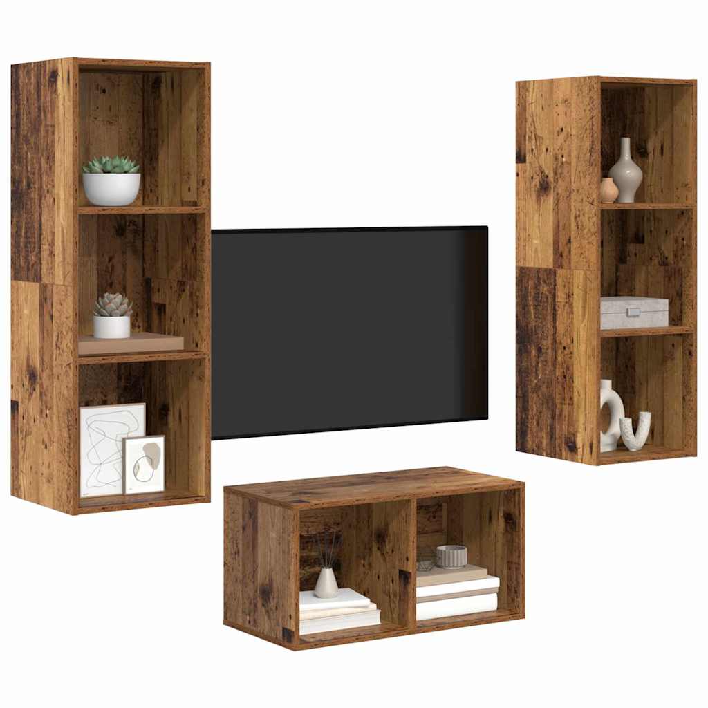 TV-Möbel-Set Altholz 37 x 37 x 107 cm Holzwerkstoff