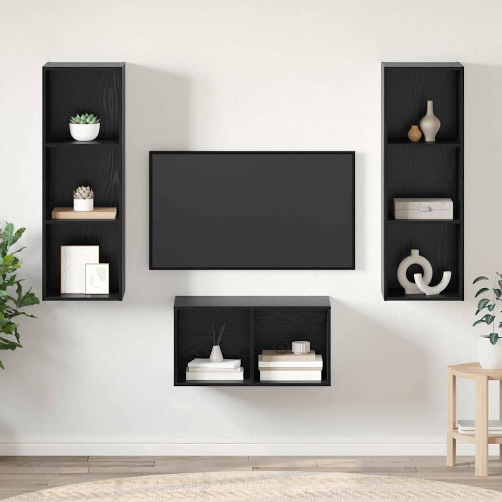 TV-Möbel-Set Schwarze Eiche 37 x 37 x 107 cm Holzwerkstoff