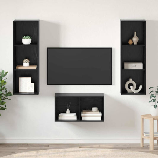 TV-Möbel-Set Schwarze Eiche 37 x 37 x 107 cm Holzwerkstoff