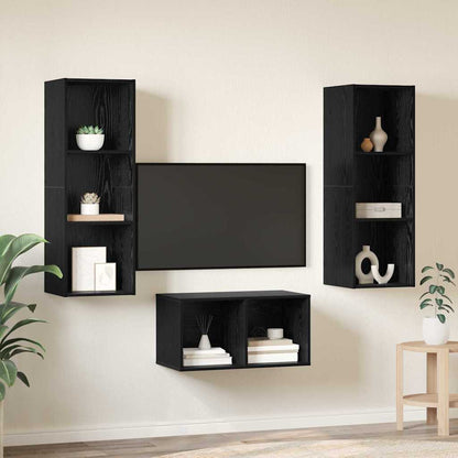 TV-Möbel-Set Schwarze Eiche 37 x 37 x 107 cm Holzwerkstoff