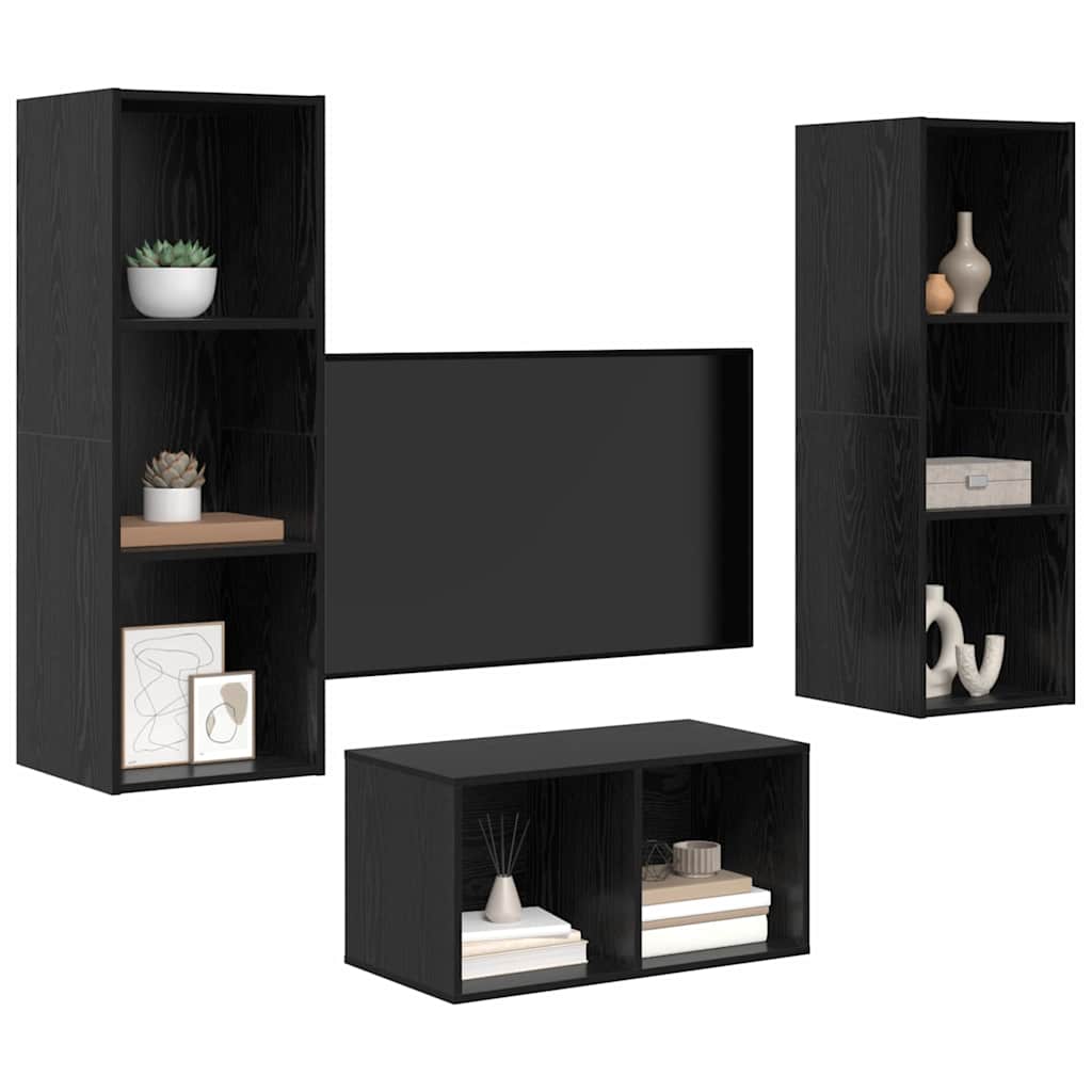 TV-Möbel-Set Schwarze Eiche 37 x 37 x 107 cm Holzwerkstoff