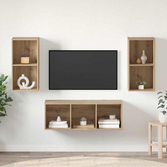 TV-Möbel-Set Eiche handwerklich 37 x 37 x 107 cm Holzwerkstoff