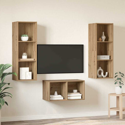 TV-Möbel-Set Eiche handwerklich 37 x 37 x 107 cm Holzwerkstoff