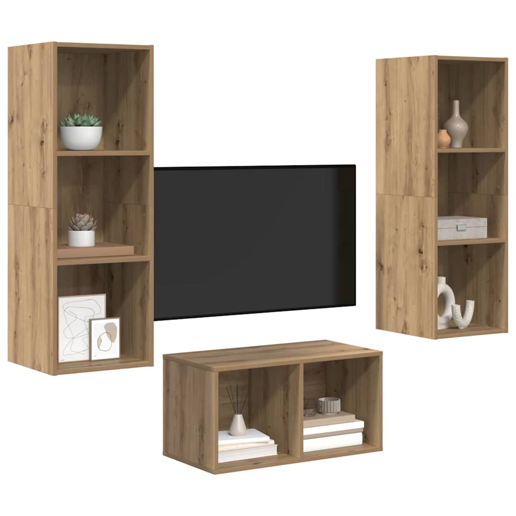 TV-Möbel-Set Eiche handwerklich 37 x 37 x 107 cm Holzwerkstoff