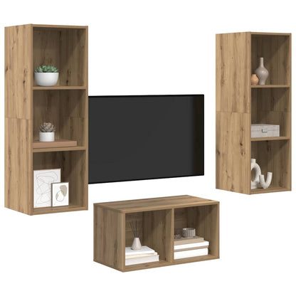 TV-Möbel-Set Eiche handwerklich 37 x 37 x 107 cm Holzwerkstoff
