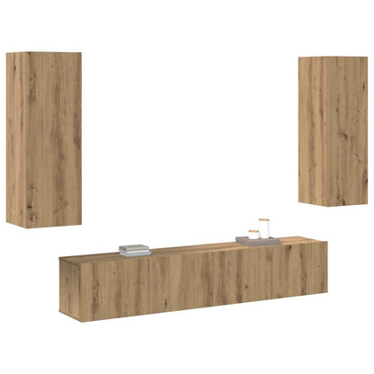 4-teiliges TV-Schrank-Set zur Wandmontage in Artisan Eiche
