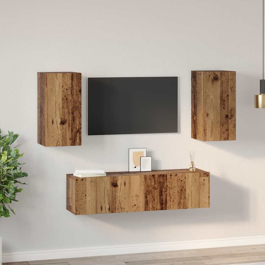 TV-Möbel-Set 4 pcs Altholz 60 x 30 x 30 cm Holzwerkstoff