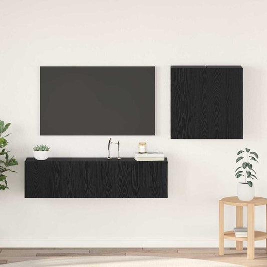 TV-Möbel-Set Wandmontiert 4 pcs Schwarze Eiche 120 x 30 x 30 cm
