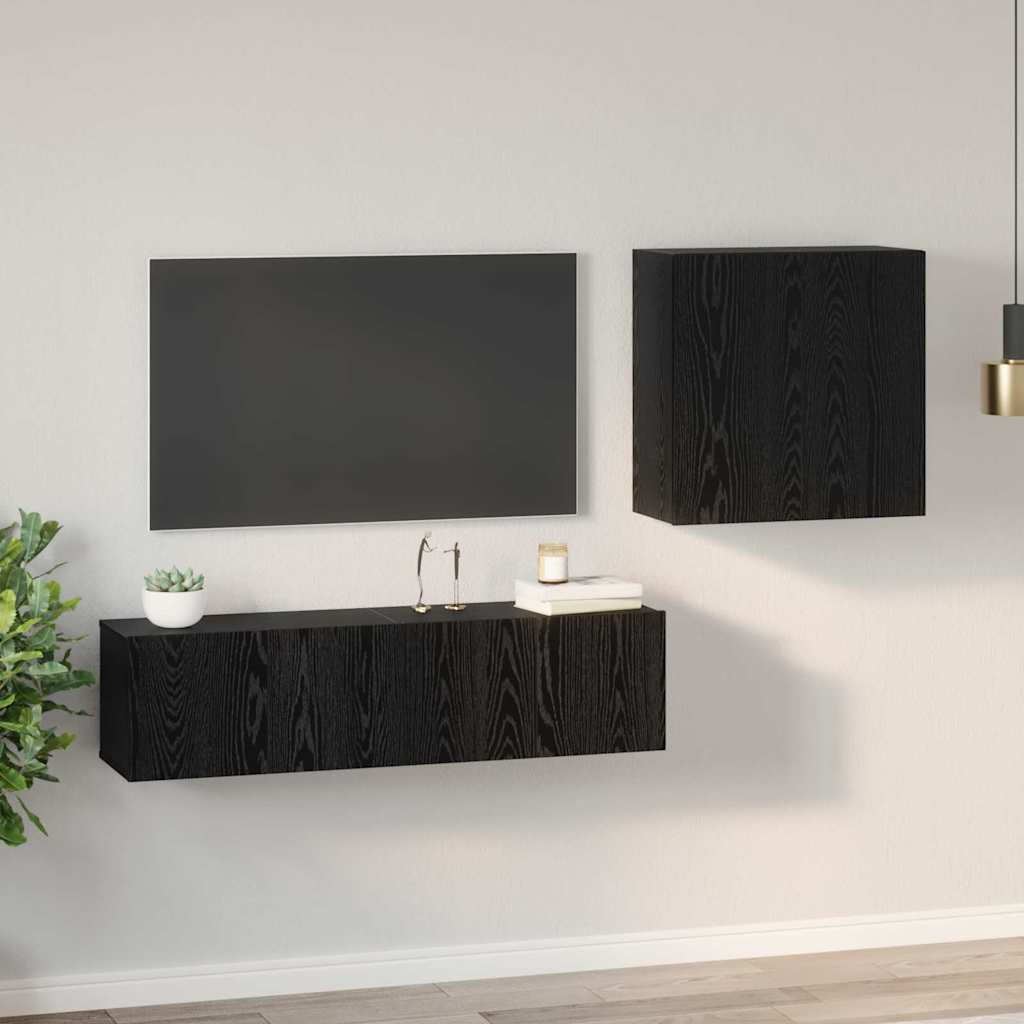 TV-Möbel-Set Wandmontiert 4 pcs Schwarze Eiche 120 x 30 x 30 cm