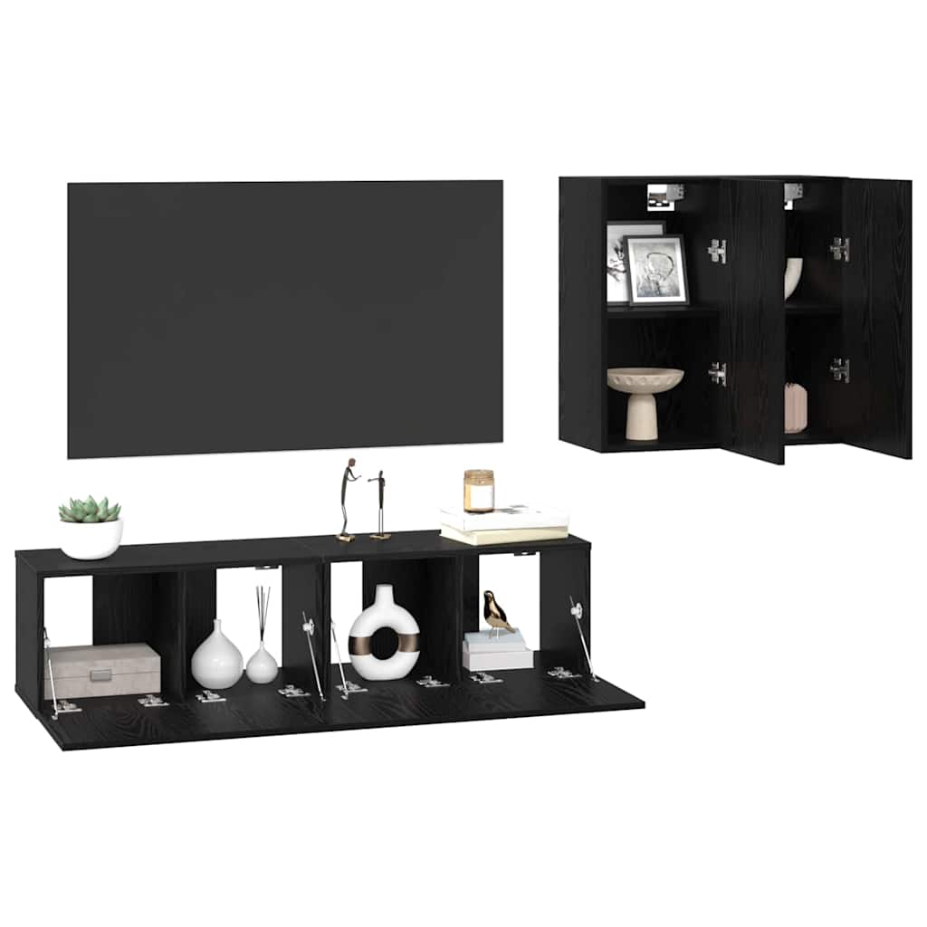 TV-Möbel-Set Wandmontiert 4 pcs Schwarze Eiche 120 x 30 x 30 cm